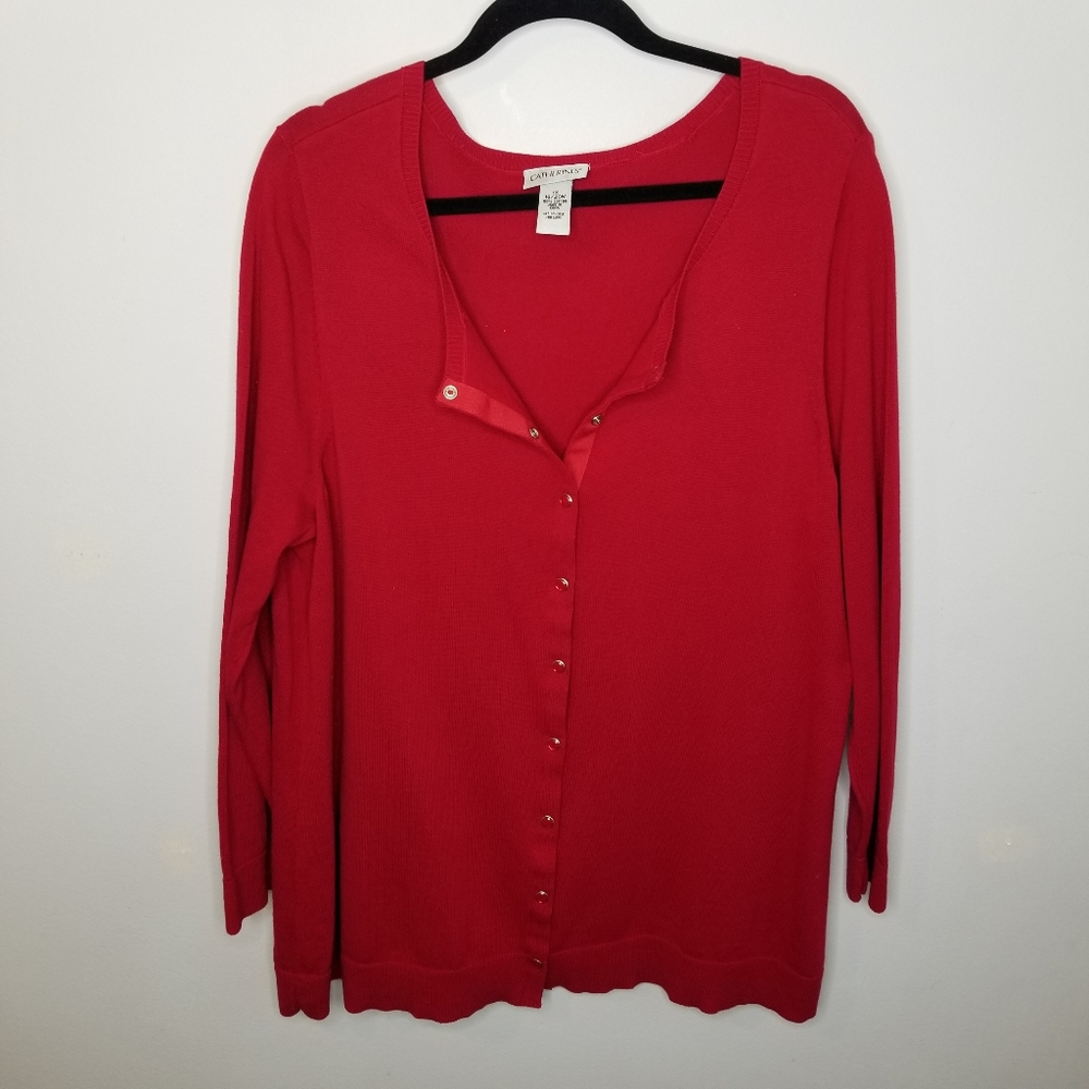 ::SALE::  Catherine's - Red Snap Up Plus Size Cardigan